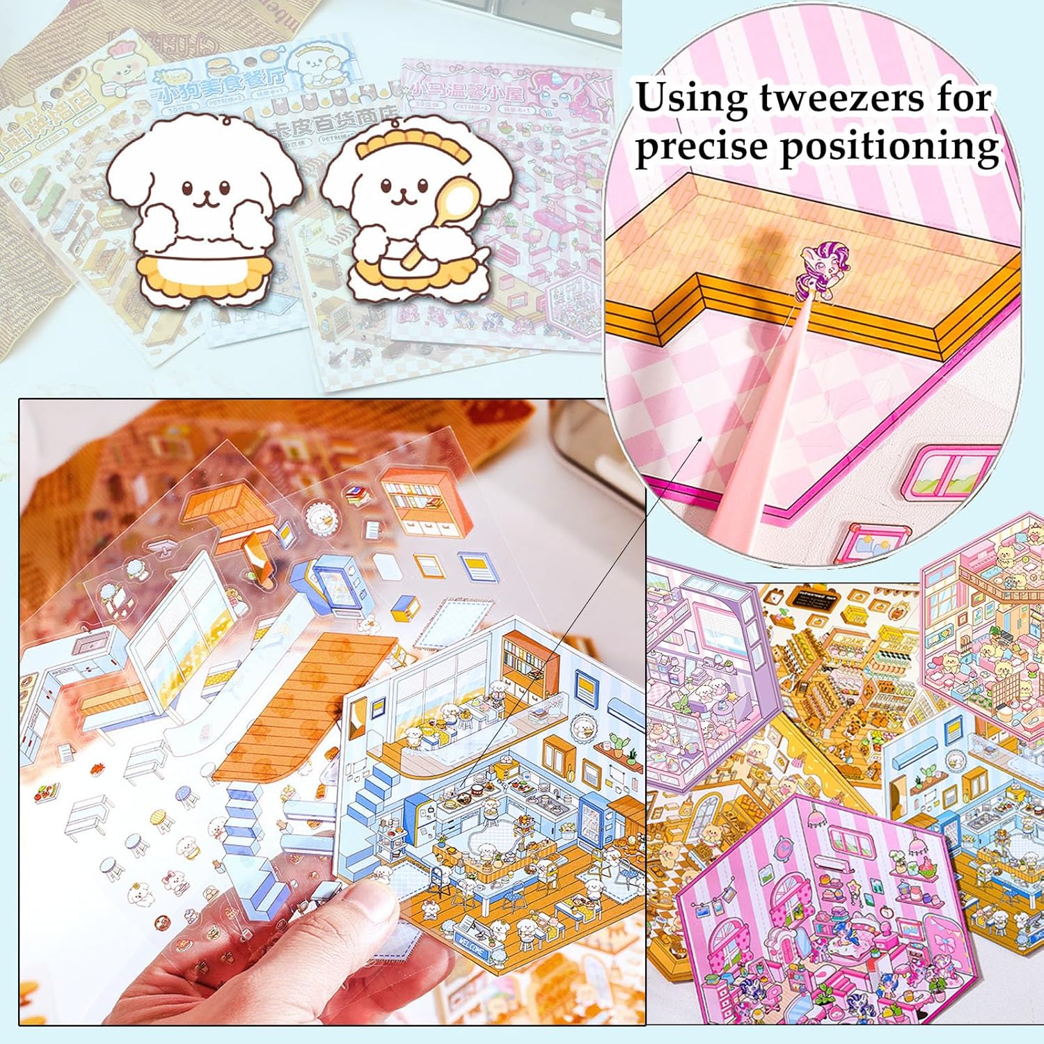AliExpress 3D Scenes Stickers Book DIY Mini Room Visual Stacking Cartoonr Stickers Creative Kids Decorating Scrapbooking Accessories, view 3