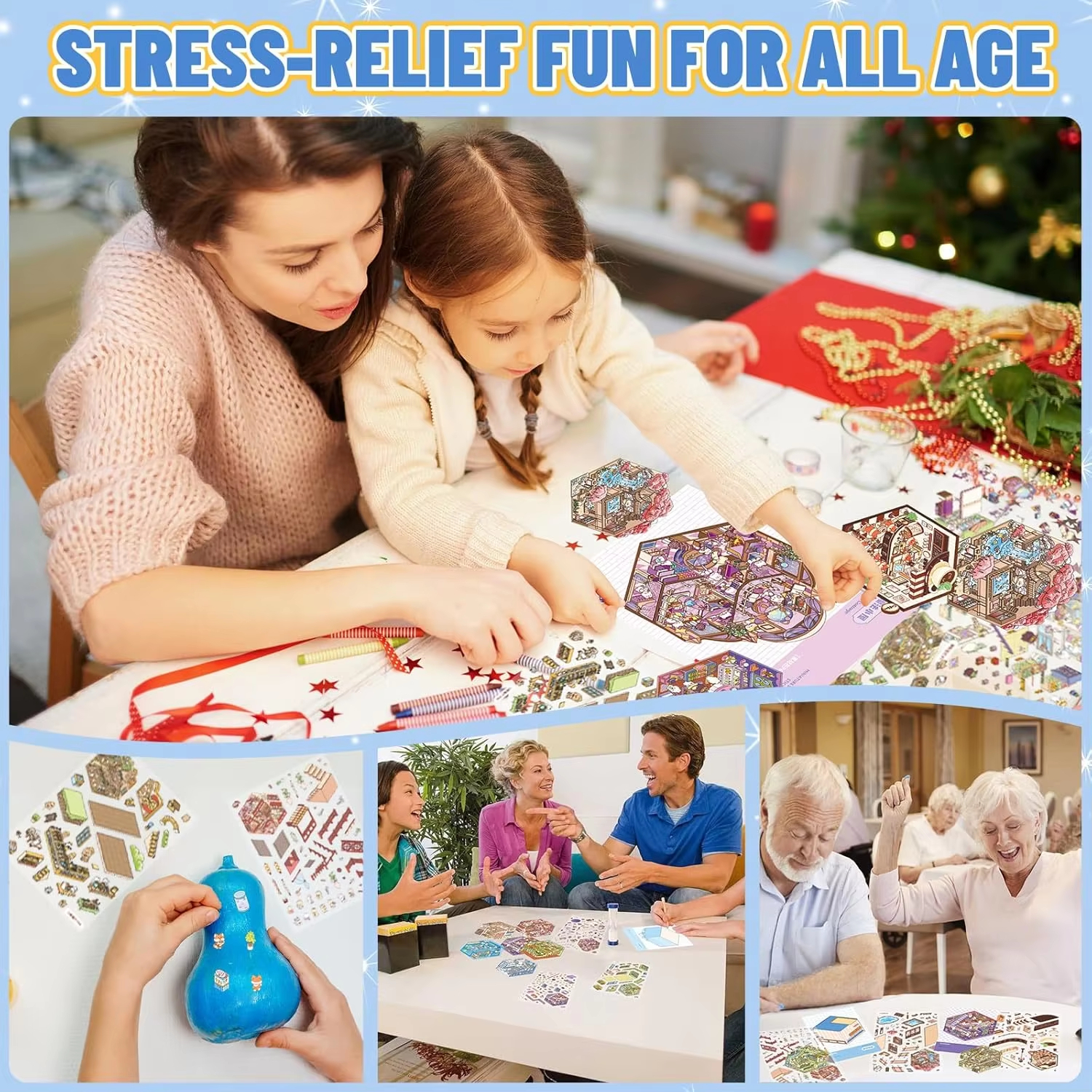 AliExpress 3D Scenes Stickers Book DIY Mini Room Visual Stacking Cartoonr Stickers Creative Kids Decorating Scrapbooking Accessories, view 5