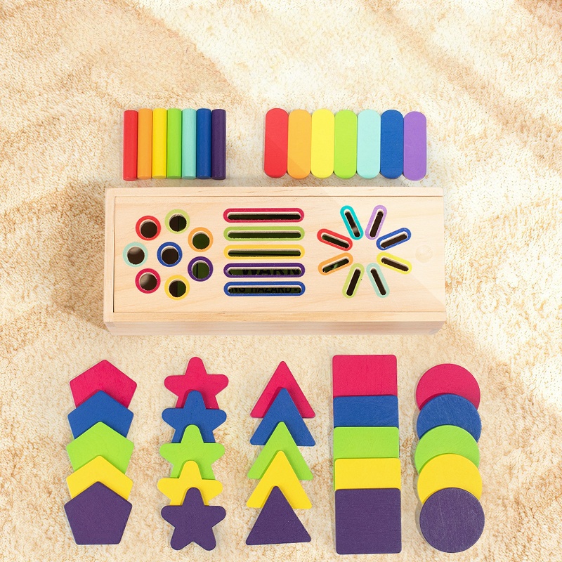 AliExpress 3D Shapes Geometric Solids Wooden Color Toy Sorting Toy Developmental Training Montessori Educational Game for Preschool Element, view 3