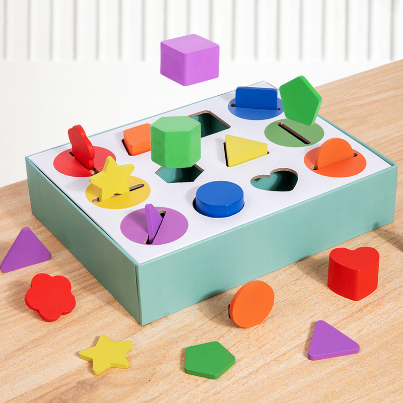AliExpress 3D Shapes Geometric Solids Wooden Color Toy Sorting Toy Developmental Training Montessori Educational Game for Preschool Element, view 5