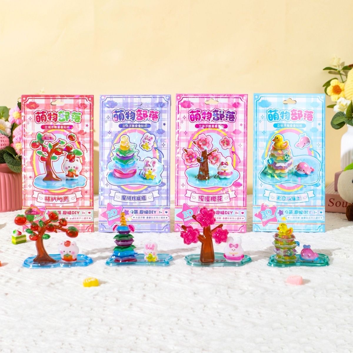 AliExpress 3D Stacked Crystal Stickers Cute Animal Stickers for Girls Boys Classroom Prizes Kids Handmade DIY Creative Gift Party Favors, view 5