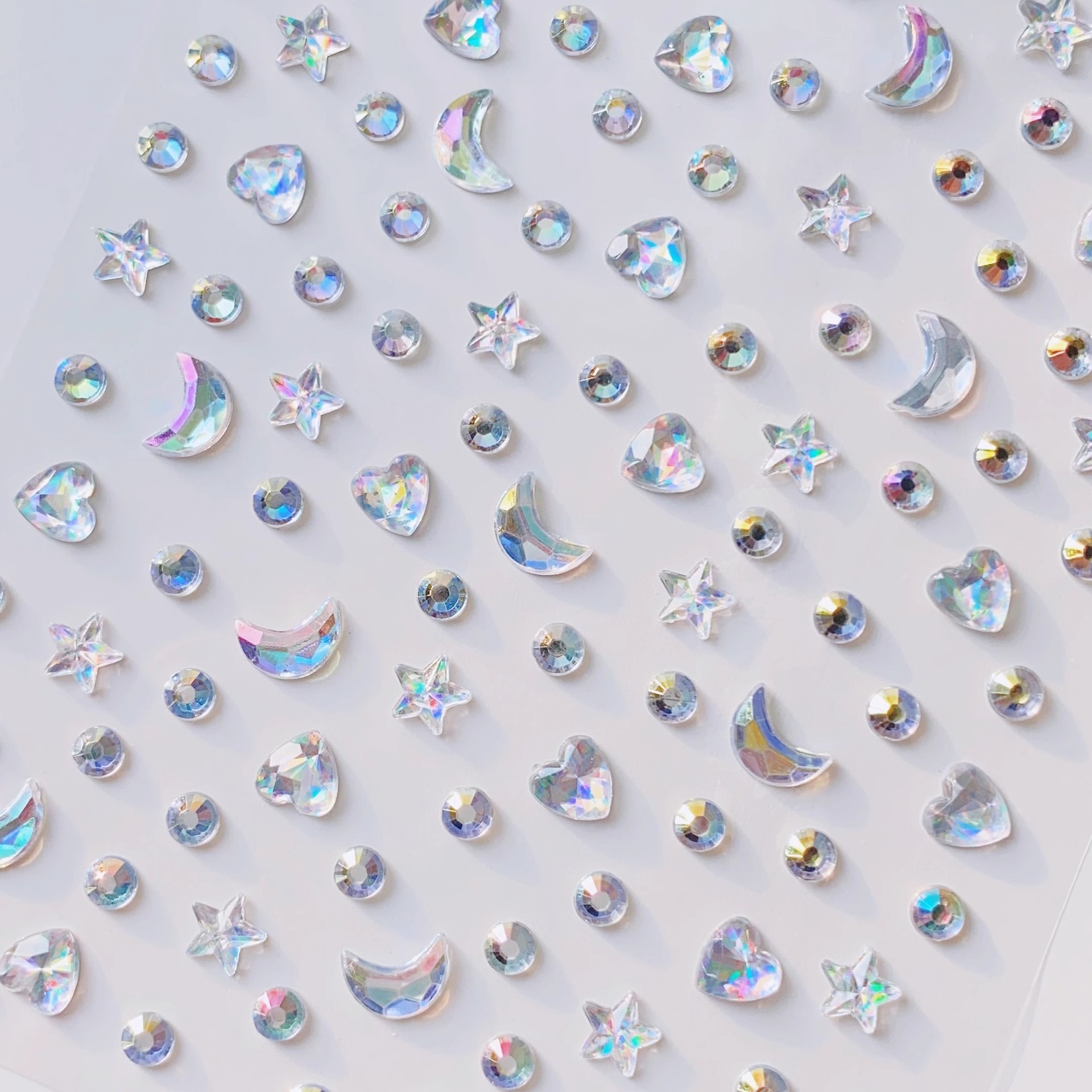 AliExpress 3D Star Moon Heart Rhinestone Stickers Multicolor Glitter Jewels Gem Deco Sticker Aesthetic Journaling Kids Kawaii Stationery, view 2