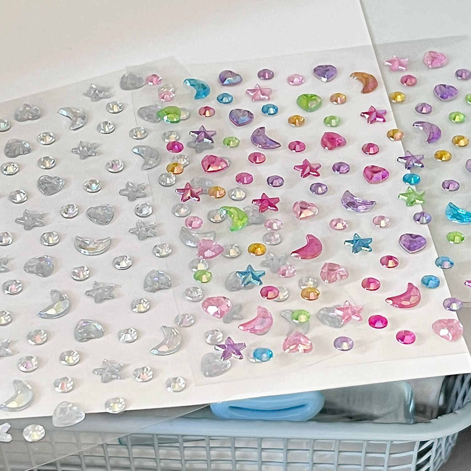 AliExpress 3D Star Moon Heart Rhinestone Stickers Multicolor Glitter Jewels Gem Deco Sticker Aesthetic Journaling Kids Kawaii Stationery, view 5