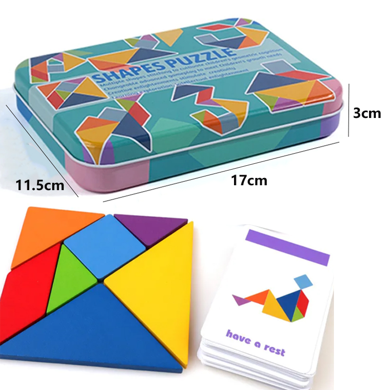 AliExpress 3D Wooden Pattern Animal Jigsaw Puzzle Colorful Tangram Toy Kids Montessori Early Education Sorting Games Toys Children Gift, view 4