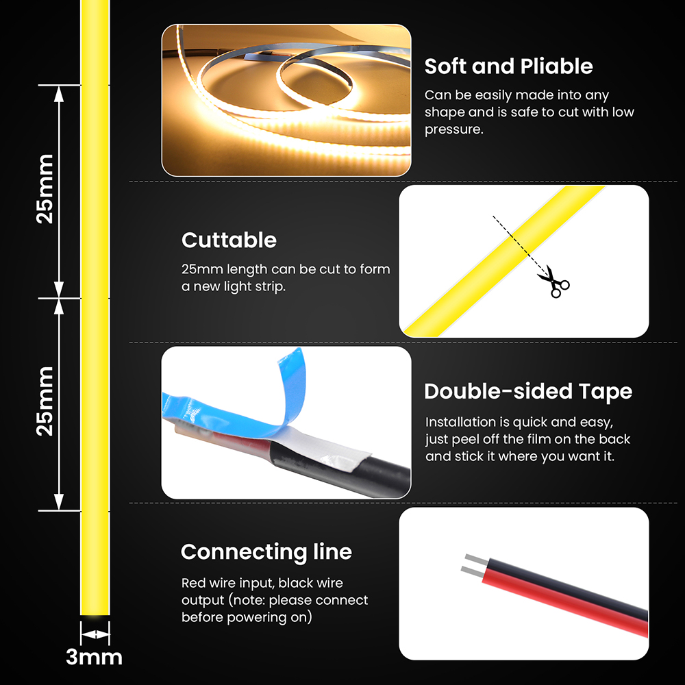 AliExpress PCB COB LED Strip Light, 320 LEDs per Meter, view 4