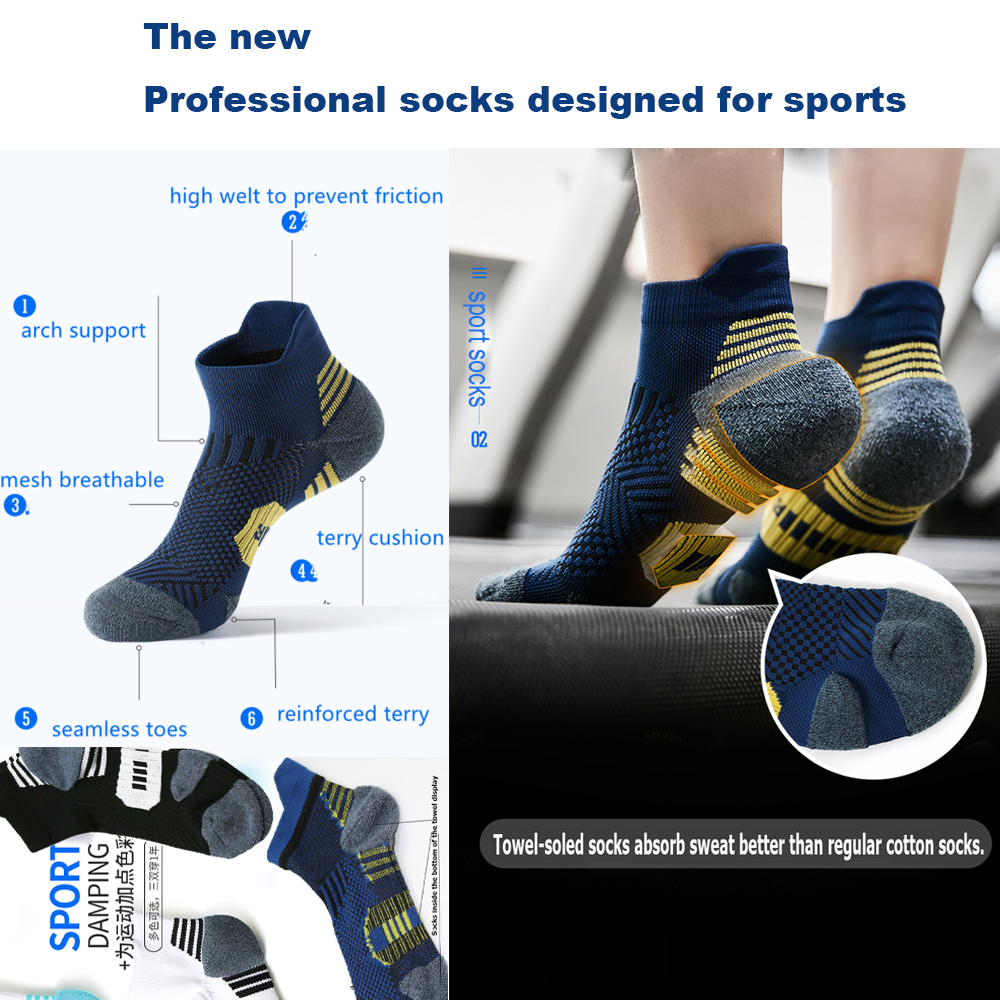AliExpress 3Pair Professional Fitness Sports Socks Towel Bottom Non-Slip Running Socks Men Women Short Quick-Drying Basketball Training Sox, view 2