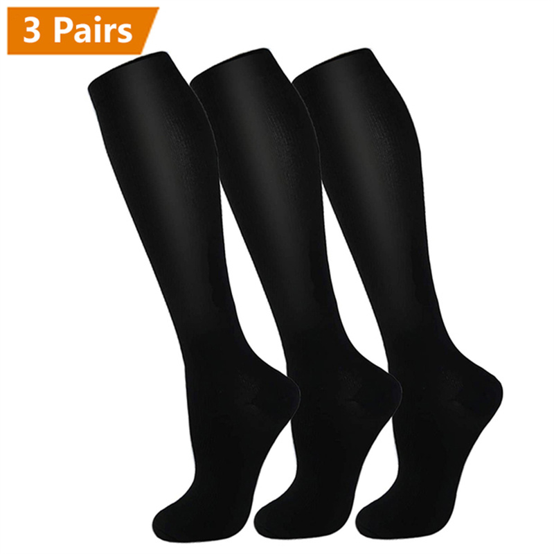 AliExpress 3Pairs Compression Socks Knee High Varicose Veins Stockings Men Women Sport Socks Anti Fatigue Pain Relief Compression Stockings