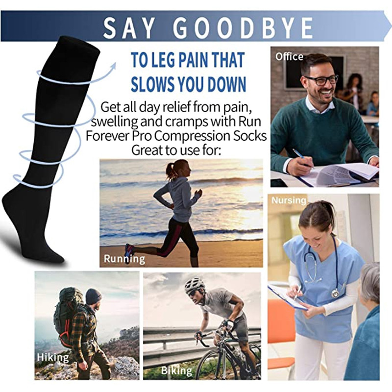 AliExpress 3Pairs Compression Socks Knee High Varicose Veins Stockings Men Women Sport Socks Anti Fatigue Pain Relief Compression Stockings, view 4