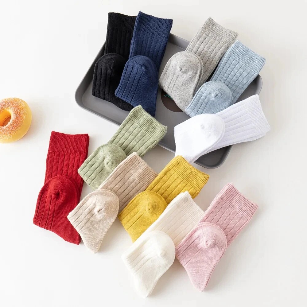 AliExpress 3Pairs/Lot Baby Knee High Socks Kids Girls Boys Soft Cotton Long Sock Cute Spanish Stripe Solid Children Socken For 0-8Years, view 5