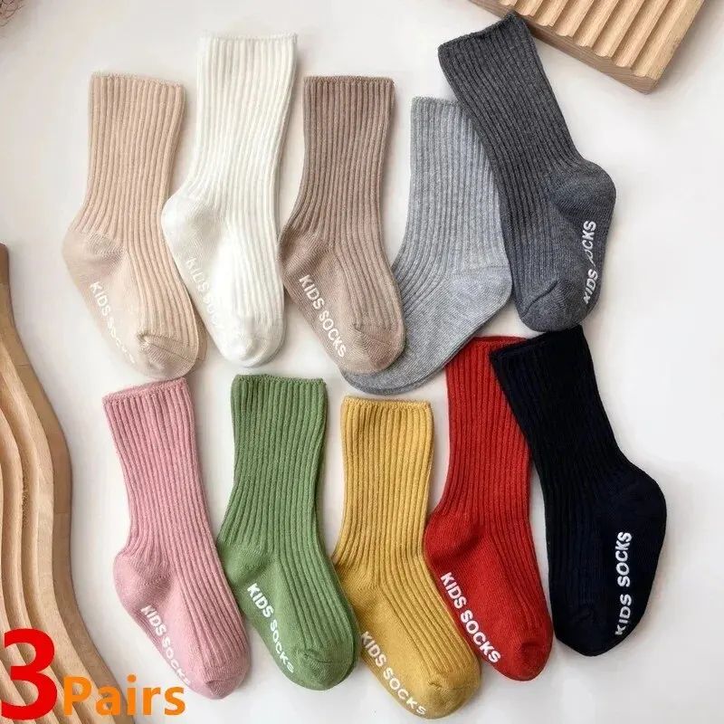 AliExpress 3Pairs/Lot Baby Socks Boys Girls Cotton Stripe Soft Sock Kids Toddler Non-Slip Rubber Grips Floor Socken For 0-3 Years, view 3