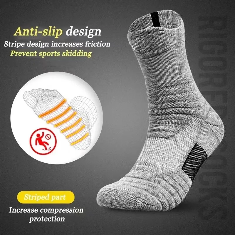 AliExpress 3pairs/Lot Men's Socks Compression Stockings Breathable Basketball Sports Cycling Socks Moisture Wicking High Elastic Tube Socks, view 2