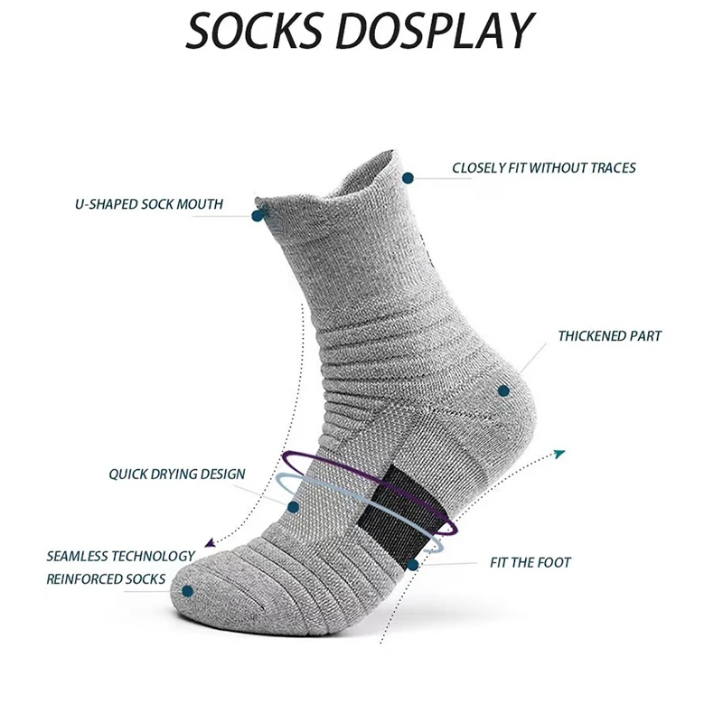 AliExpress 3pairs/Lot Men's Socks Compression Stockings Breathable Basketball Sports Cycling Socks Moisture Wicking High Elastic Tube Socks, view 3