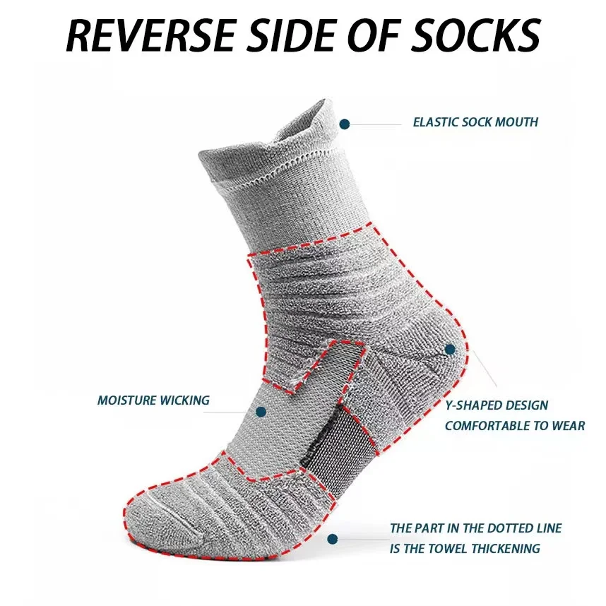 AliExpress 3pairs/Lot Men's Socks Compression Stockings Breathable Basketball Sports Cycling Socks Moisture Wicking High Elastic Tube Socks, view 4