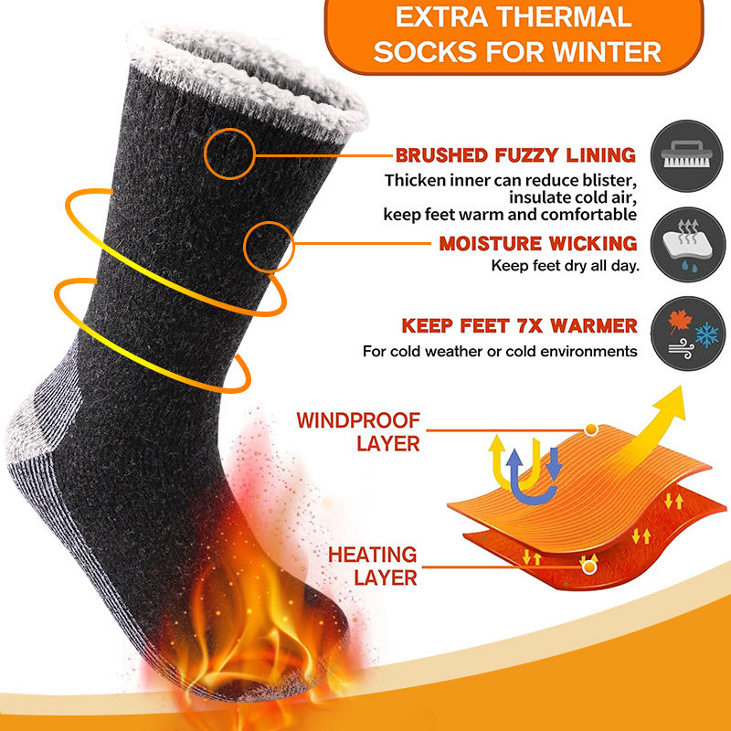 AliExpress 3Pairs Super Thick Merino Wool Socks Male Men Winter Thermal Cashmere Socks Fleece Terry Loop Middle Tube Socks High Quality, view 3