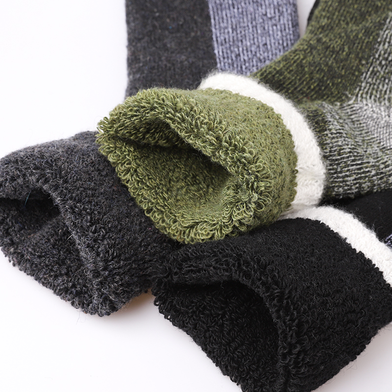 AliExpress 3Pairs Super Thick Merino Wool Socks Male Men Winter Thermal Cashmere Socks Fleece Terry Loop Middle Tube Socks High Quality, view 4