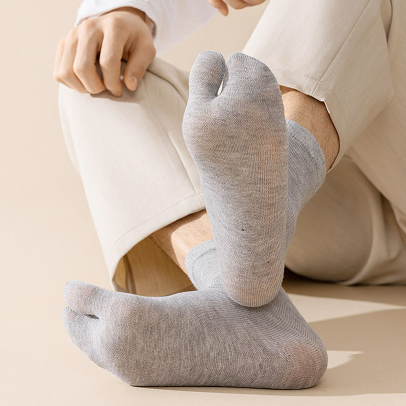 AliExpress 3pairs Unisex Split-Toe Socks Women'S Comfortable Sweat-Absorbent Breathable Two-Toe Sock Easy Solid Color Men'S Boat Sox, view 6