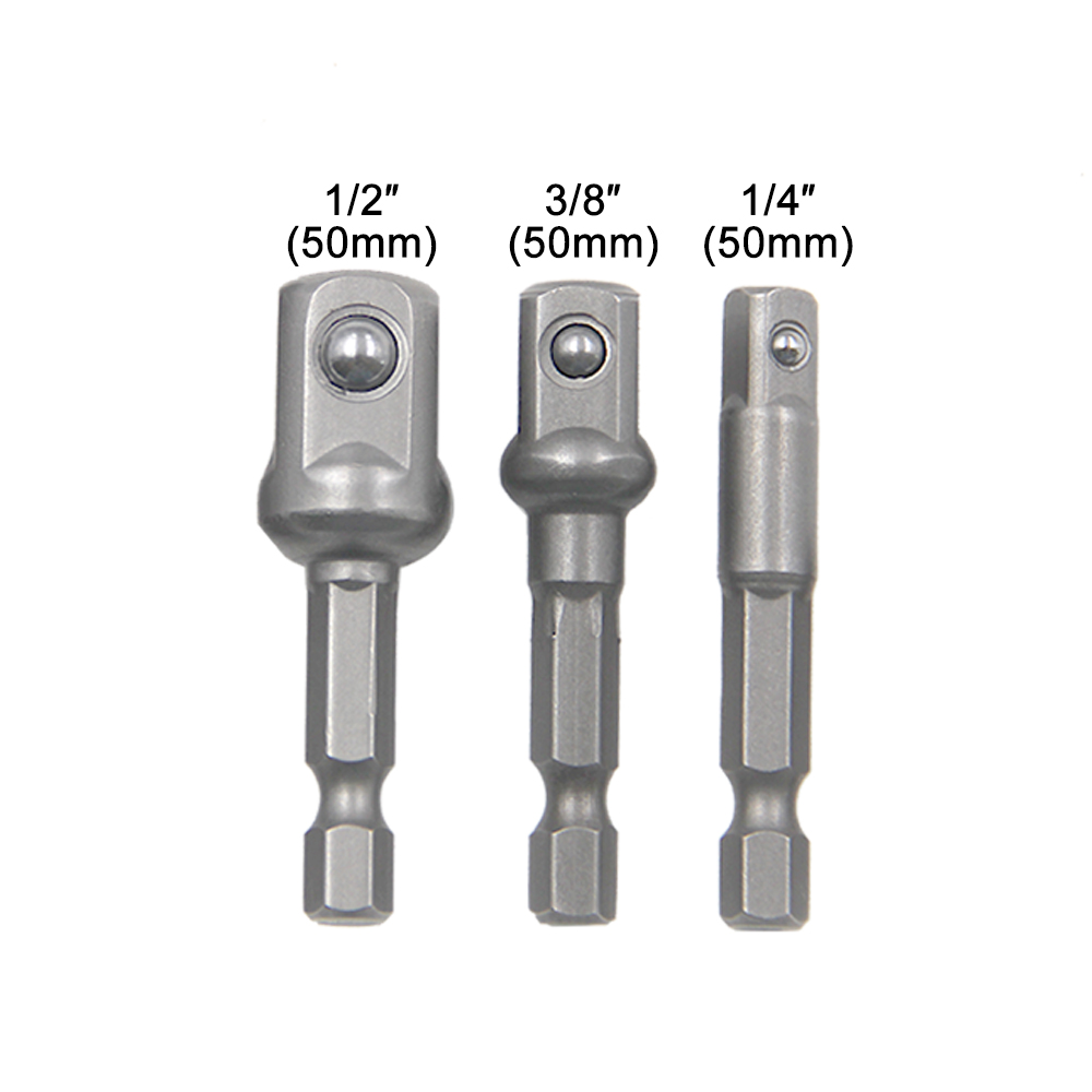 AliExpress 3PC Natural Hexagonal Handle Extension Rod 50mm Adapter 1/2 Screwdriver 3/8 Square Head 1/4 Socket Power Tool Accessories, view 2