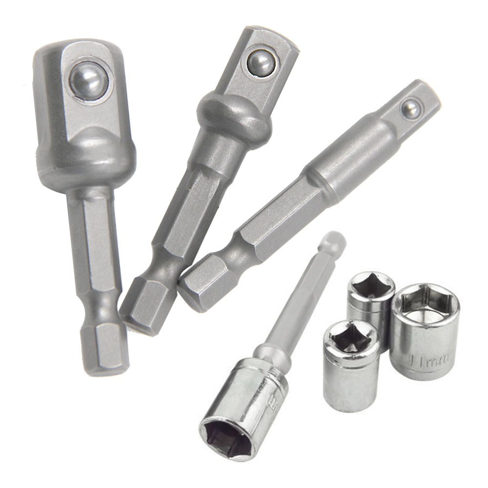AliExpress 3PC Natural Hexagonal Handle Extension Rod 50mm Adapter 1/2 Screwdriver 3/8 Square Head 1/4 Socket Power Tool Accessories, view 3