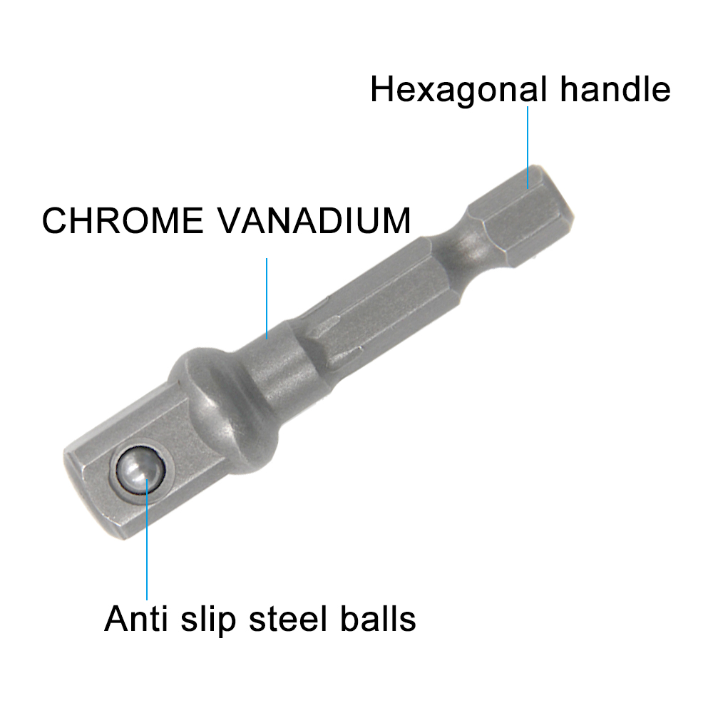 AliExpress 3PC Natural Hexagonal Handle Extension Rod 50mm Adapter 1/2 Screwdriver 3/8 Square Head 1/4 Socket Power Tool Accessories, view 4