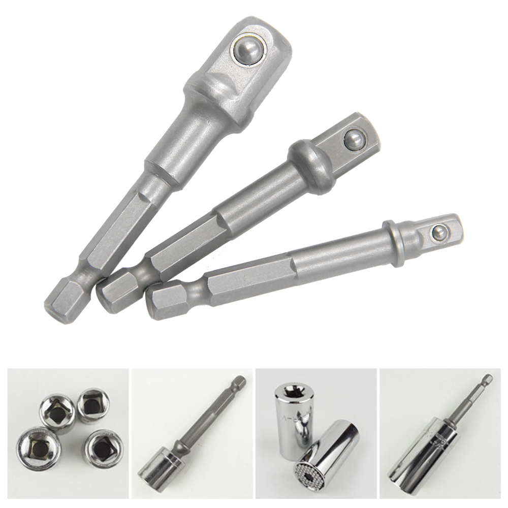AliExpress 3PC Natural Hexagonal Handle Extension Rod 50mm Adapter 1/2 Screwdriver 3/8 Square Head 1/4 Socket Power Tool Accessories, view 5