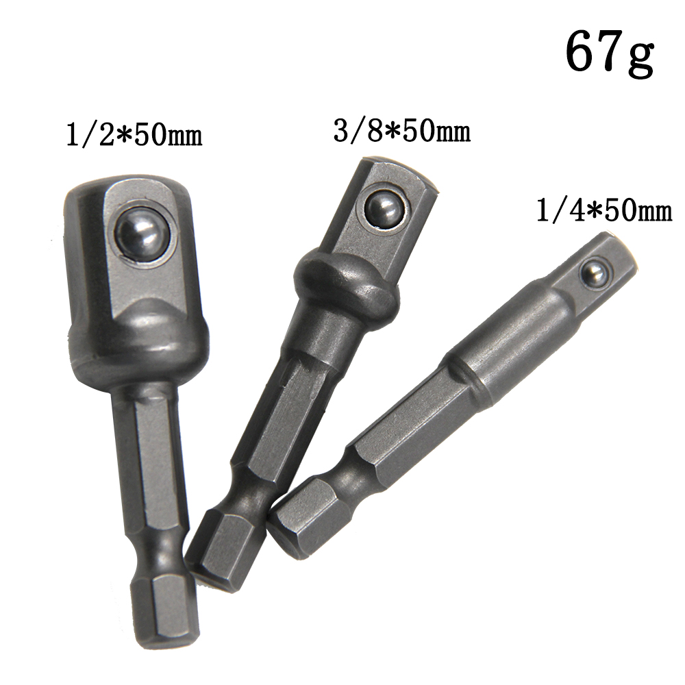 AliExpress 3PC Natural Hexagonal Handle Extension Rod 50mm Adapter 1/2 Screwdriver 3/8 Square Head 1/4 Socket Power Tool Accessories, view 6