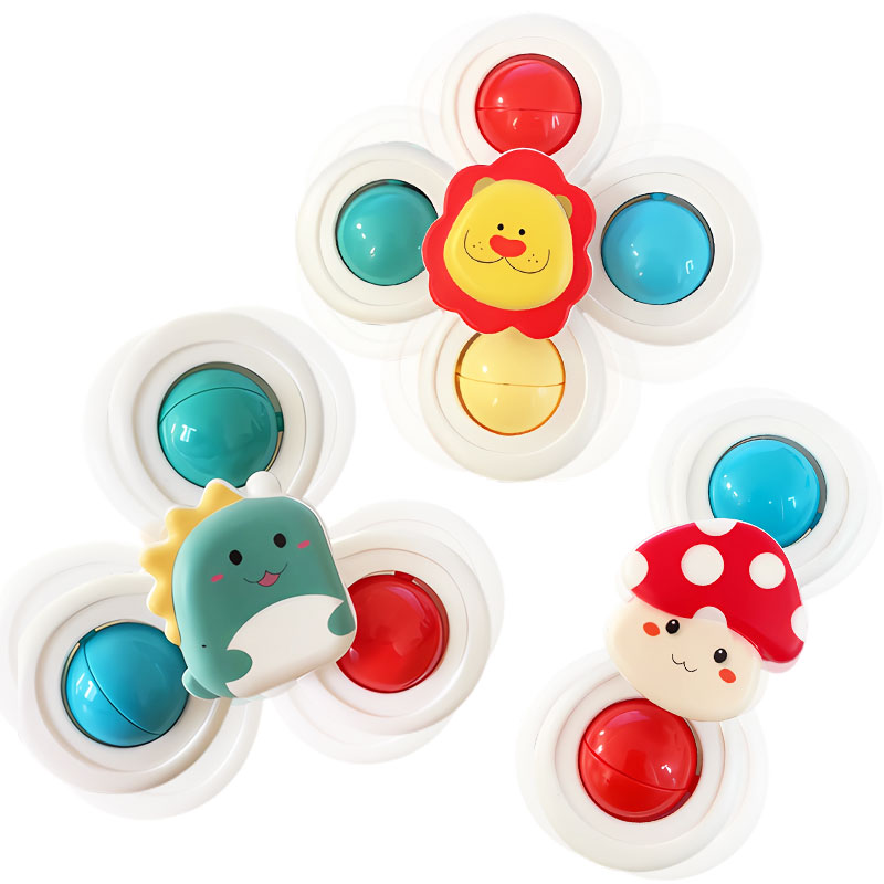 AliExpress 3PC Set Suction Cup Spinning Cartoon Animal Spinner Toys For Kids Window High Chair Tray Bath Table Travel for Children Gift