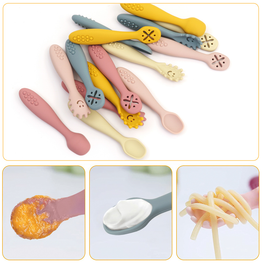 AliExpress 3PCS Cute Baby Learning Spoons Utensils Set Newborn Feeding Spoon Set Toddler Scoop Weaning Cutlery Children‘s Tablewar, view 4