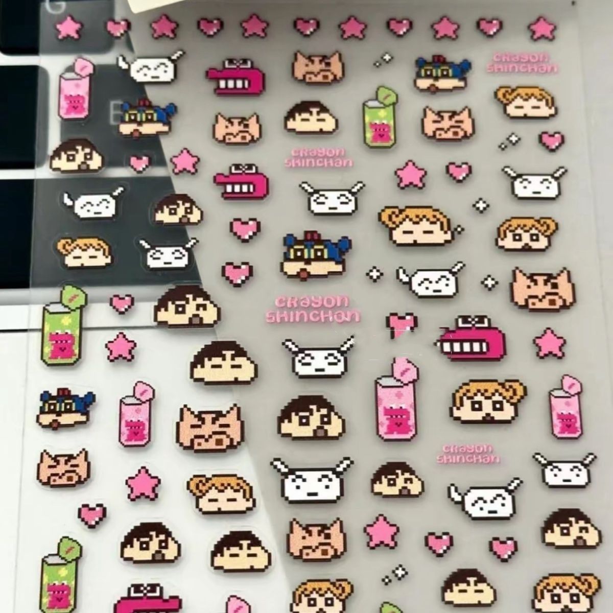 AliExpress 3PCS Kawaii Crayon Shin Chan PET Stickers Japanese Pixel Style Cute Phone Case Stickers for Junk Journal Scrapbooking Supplies, view 3