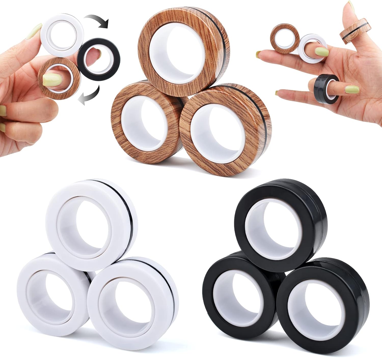 AliExpress 3PCS Magnetic Ring Fidget Toys Set ADHD Anxiety Magnetic Finger Spinner Pack for Teens Adults and Kids Magnet Stress Relief Toy