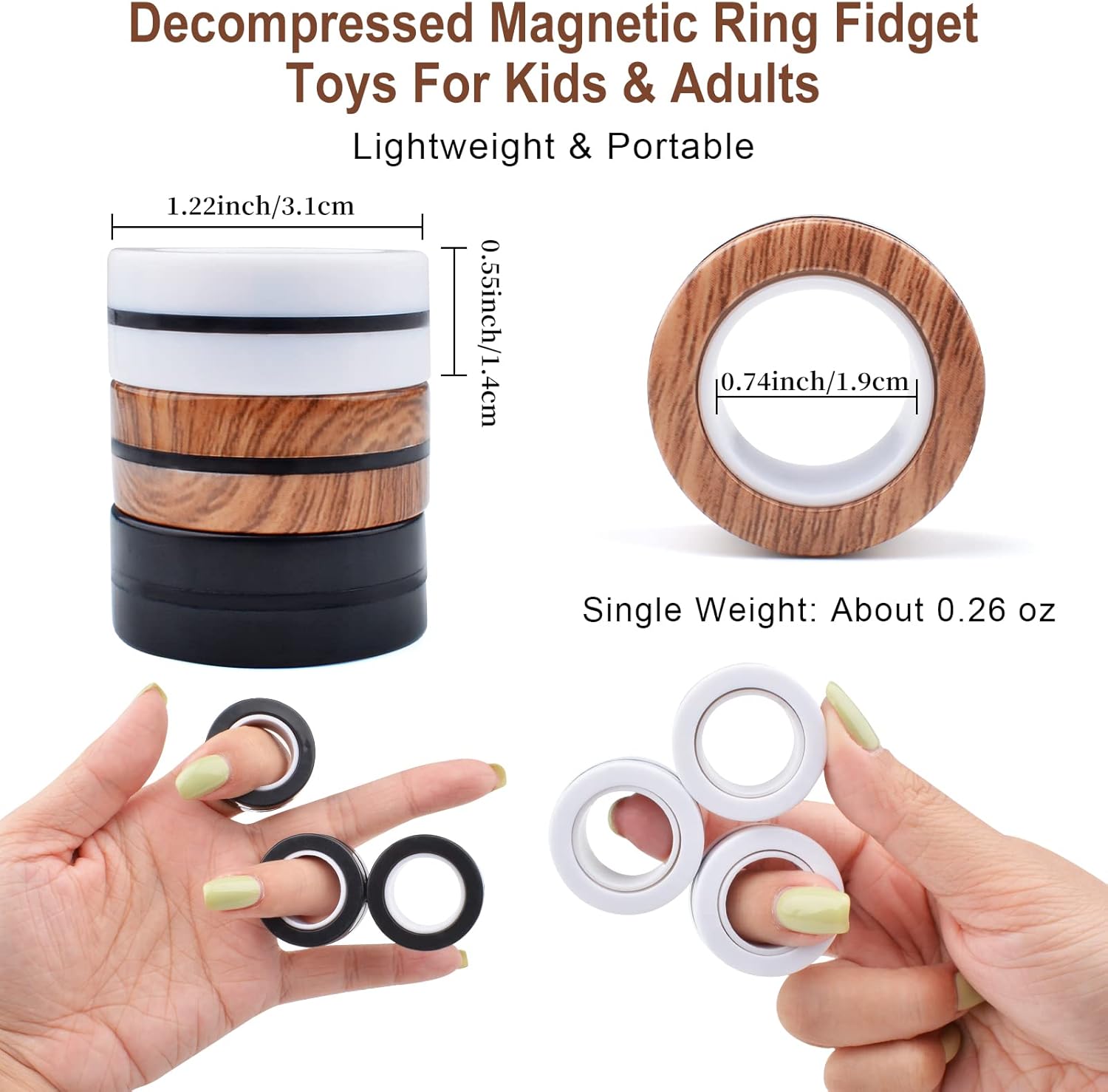 AliExpress 3PCS Magnetic Ring Fidget Toys Set ADHD Anxiety Magnetic Finger Spinner Pack for Teens Adults and Kids Magnet Stress Relief Toy, view 3