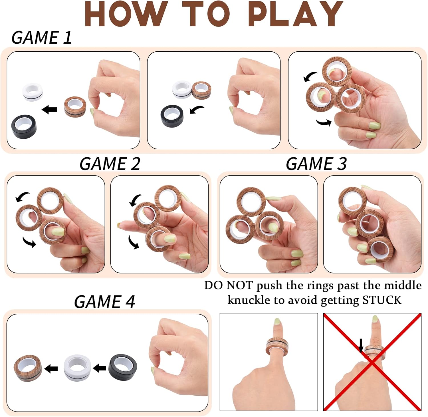 AliExpress 3PCS Magnetic Ring Fidget Toys Set ADHD Anxiety Magnetic Finger Spinner Pack for Teens Adults and Kids Magnet Stress Relief Toy, view 4
