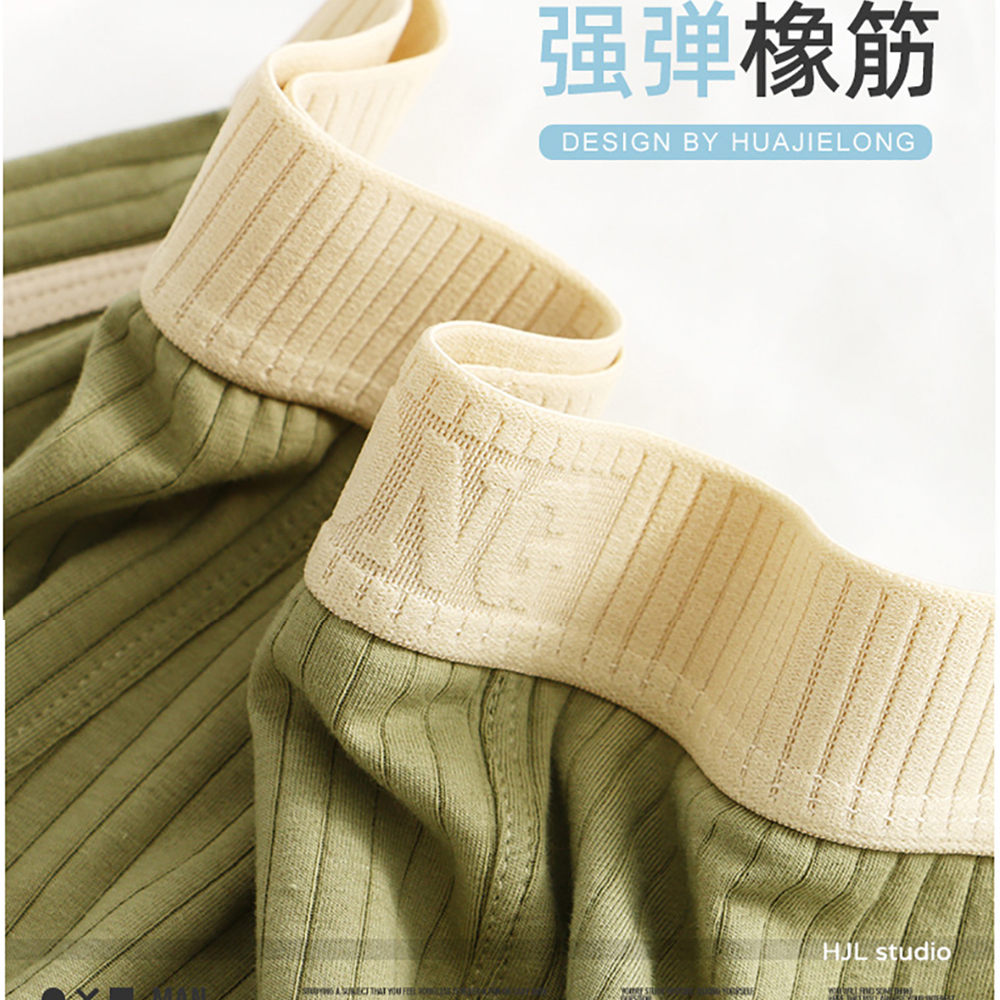 AliExpress 3PCS/Pack 100% Cotton Solid Striped Men's Boxer Sexy Breathable Mesh U Crotch Underwear High Elastic Widen Waistband Underpants, view 5