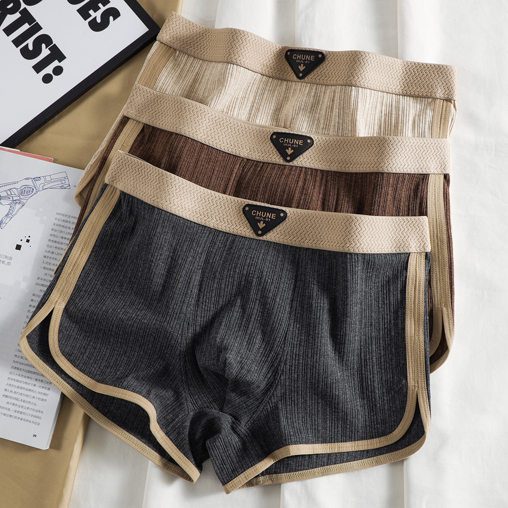 AliExpress 3PCS/Pack 100% Cotton Solid Striped Men's Panties For 40-100kg Breathable Mesh Crotch Underpants High Elastic Waistband Boxers