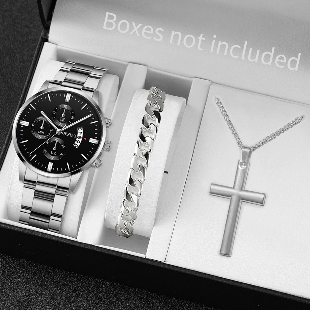 AliExpress 3-Piece Men's Stainless Steel Quartz Watch Set