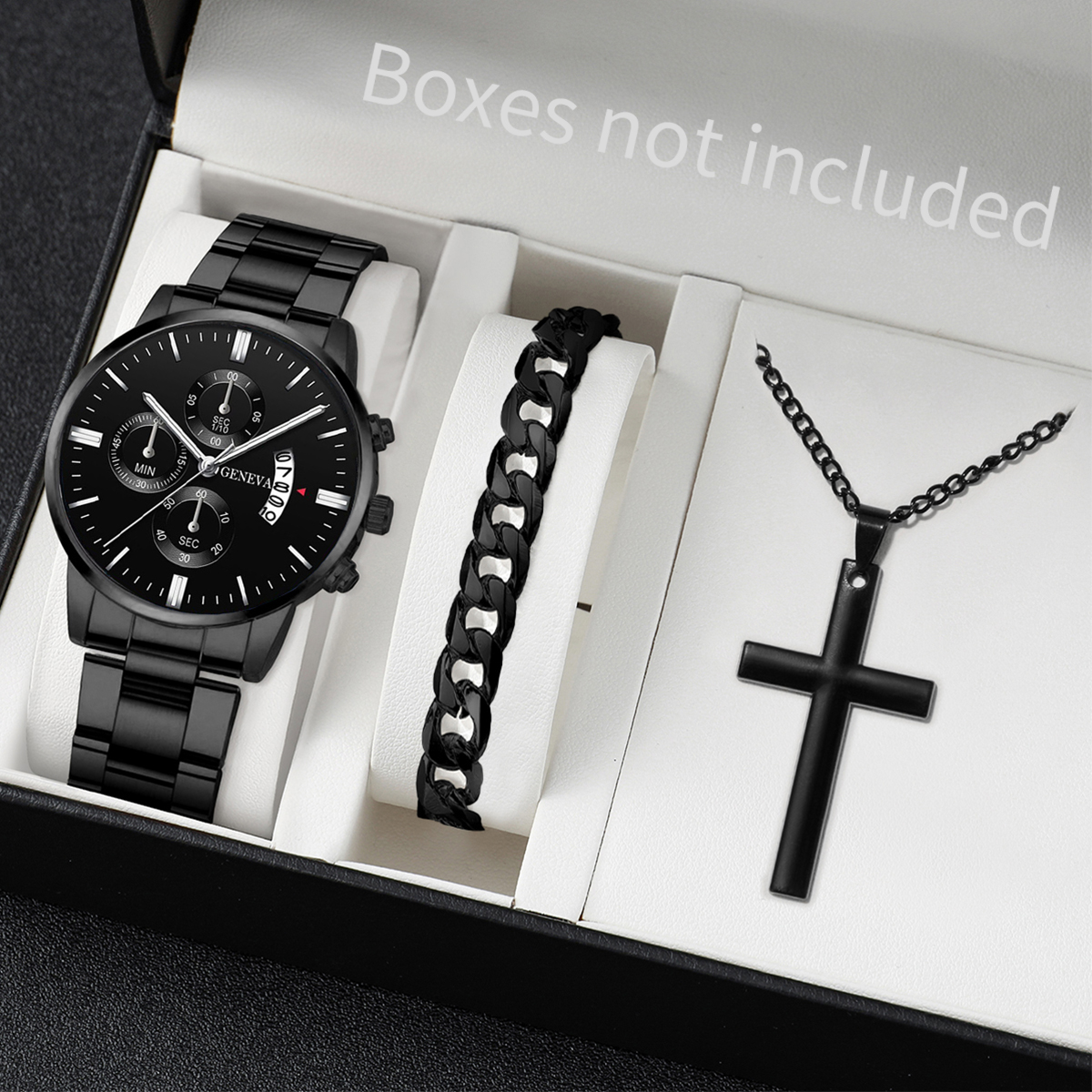 AliExpress 3-Piece Men's Stainless Steel Quartz Watch Set, view 2
