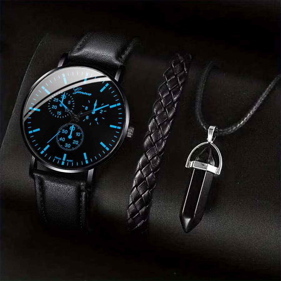 AliExpress Men's Watch, Necklace and Bracelet Gift Set (3-Piece)