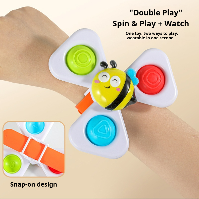 AliExpress 3pcs/Set Suction Cup Spinning Top Cartoon Animal Spinner Toys or with Watch Band Funny Bath Baby Educational Fidget Toy Kid Gift, view 3