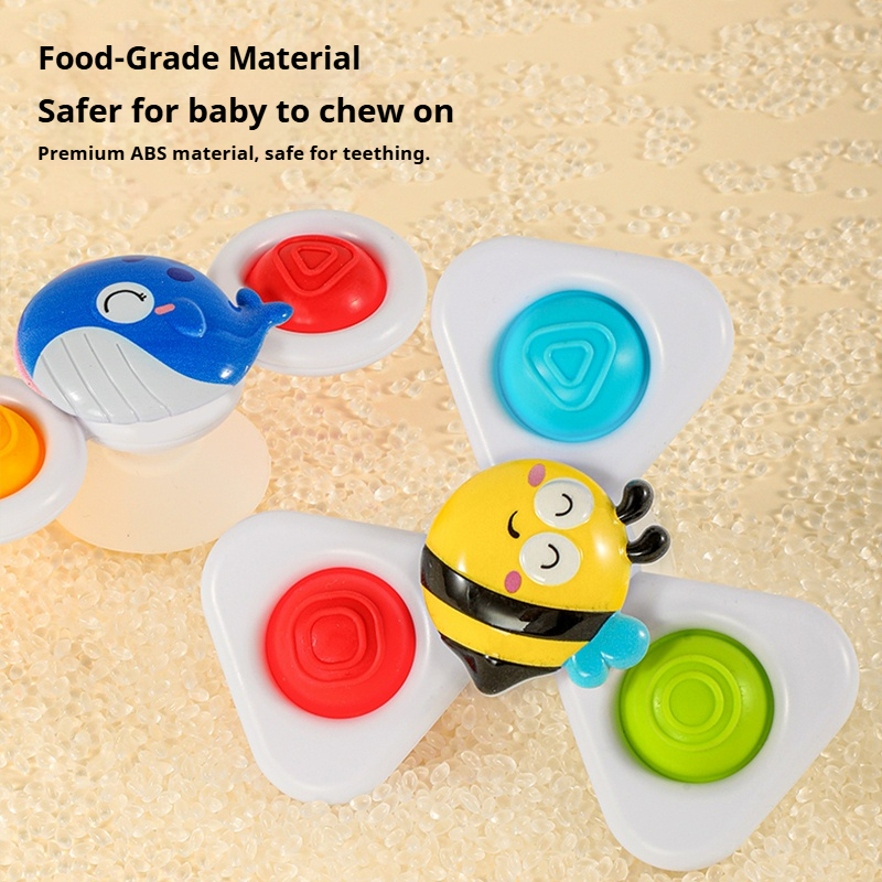 AliExpress 3pcs/Set Suction Cup Spinning Top Cartoon Animal Spinner Toys or with Watch Band Funny Bath Baby Educational Fidget Toy Kid Gift, view 4