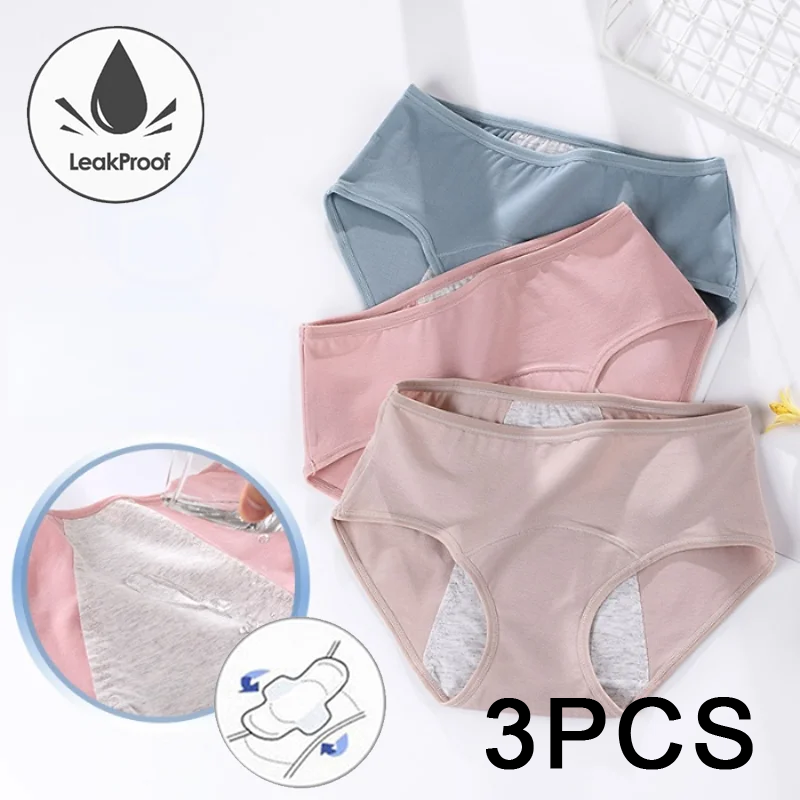 AliExpress 3PCS/set Women's menstrual briefs large flow postpartum water absorption leakproof briefs women's pure cotton menstrual briefs