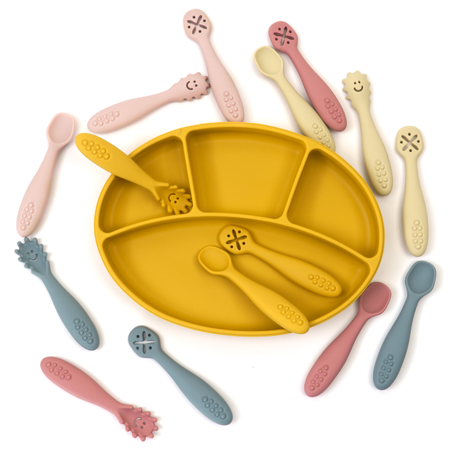 AliExpress 3PCS Silicone Spoon Fork For Baby Utensils Set Feeding Food Toddler Learn To Eat Training Soft Fork Cutlery Children's Tableware, view 3