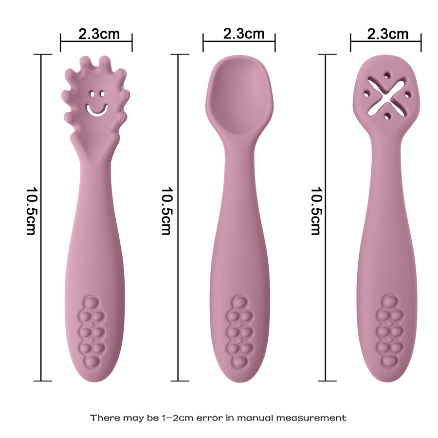 AliExpress 3PCS Silicone Spoon Fork For Baby Utensils Set Feeding Food Toddler Learn To Eat Training Soft Fork Cutlery Children's Tableware, view 4