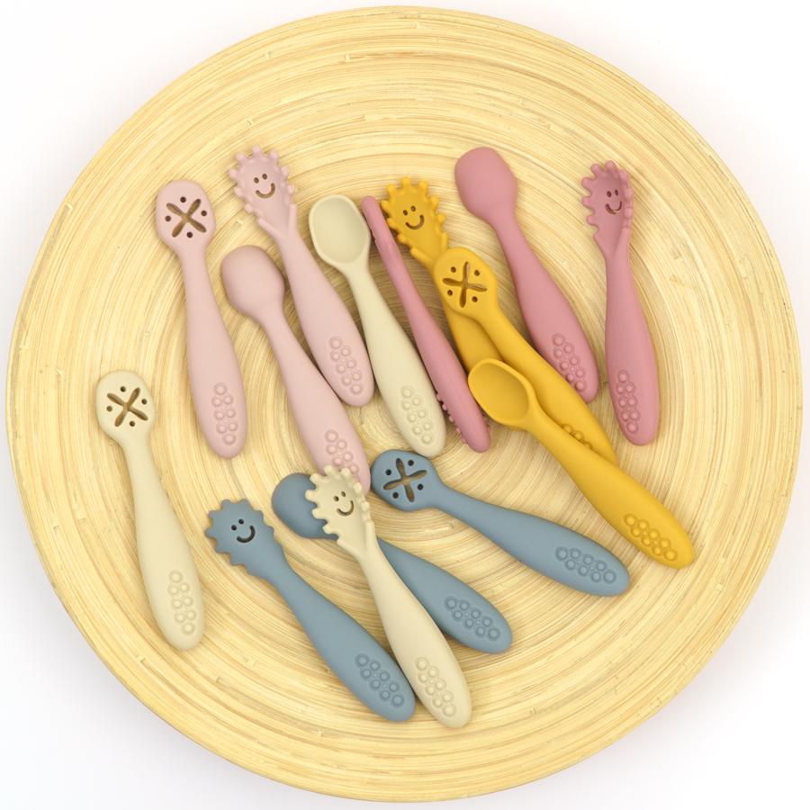 AliExpress 3PCS Silicone Spoon Fork For Baby Utensils Set Feeding Food Toddler Learn To Eat Training Soft Fork Cutlery Children's Tableware, view 6