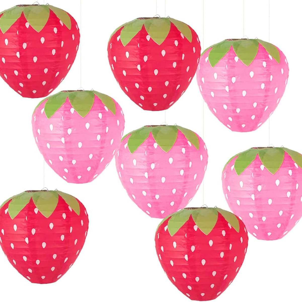 AliExpress 3PCSX20CM Strawberry Paper Lanterns Ornament Very Refreshing and Cute for Fruit Theme Birthday Party Baby Shower Paper Wedding G, view 2
