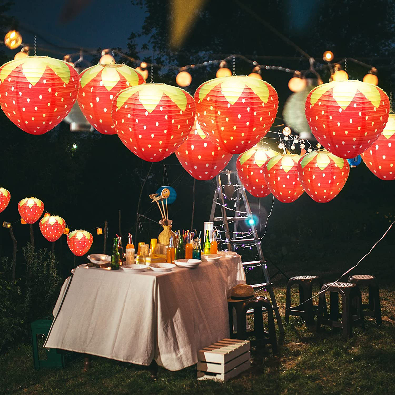 AliExpress 3PCSX20CM Strawberry Paper Lanterns Ornament Very Refreshing and Cute for Fruit Theme Birthday Party Baby Shower Paper Wedding G, view 3