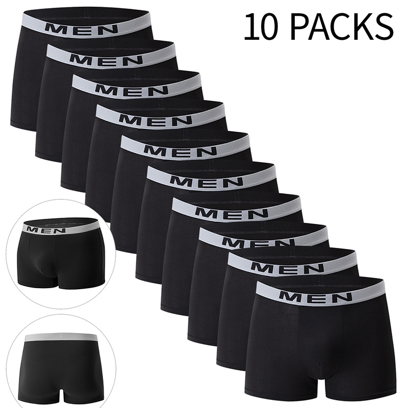 AliExpress 4/10 Piece Men's Four Season Black Fashionable Casual Basic Versatile Underwear Boxer Shorts Plus Size Youth Sports Base Shorts