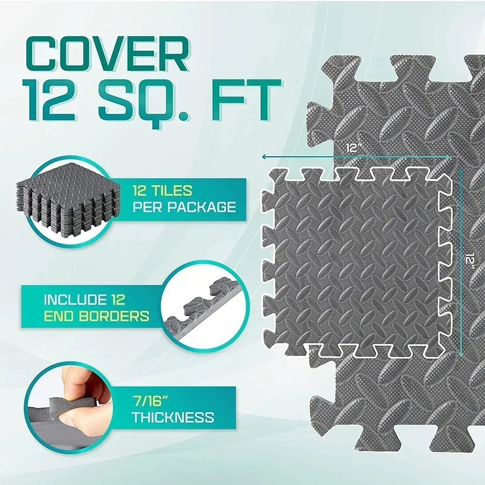 AliExpress 4~20Pcs Puzzle Fitness Mat, Eva Interlocking Foam Floor Tiles for Home Gym, Home Gym Equipment Mat, Non-Slip Floor Mat for Kids, view 2