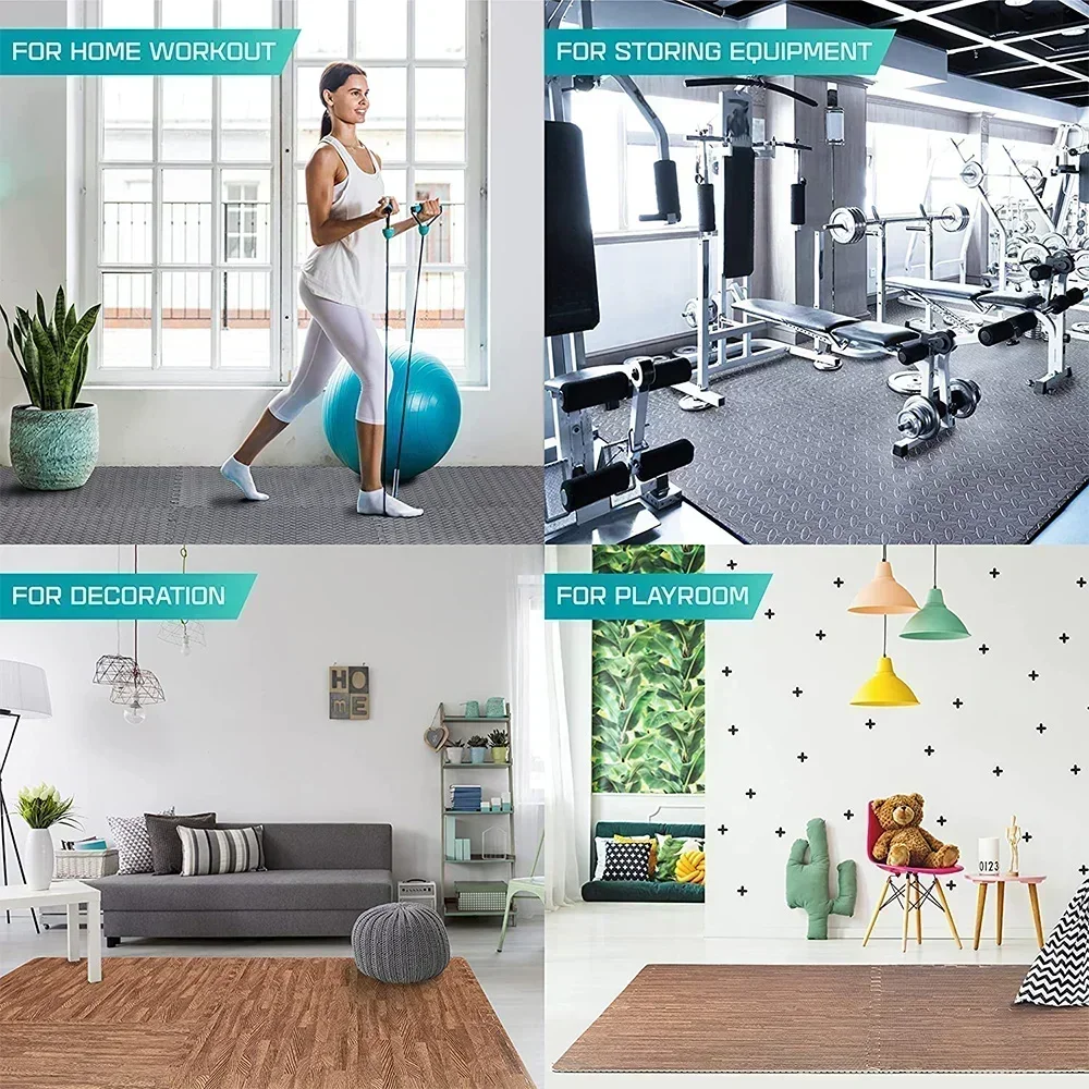 AliExpress 4~20Pcs Puzzle Fitness Mat, Eva Interlocking Foam Floor Tiles for Home Gym, Home Gym Equipment Mat, Non-Slip Floor Mat for Kids, view 5