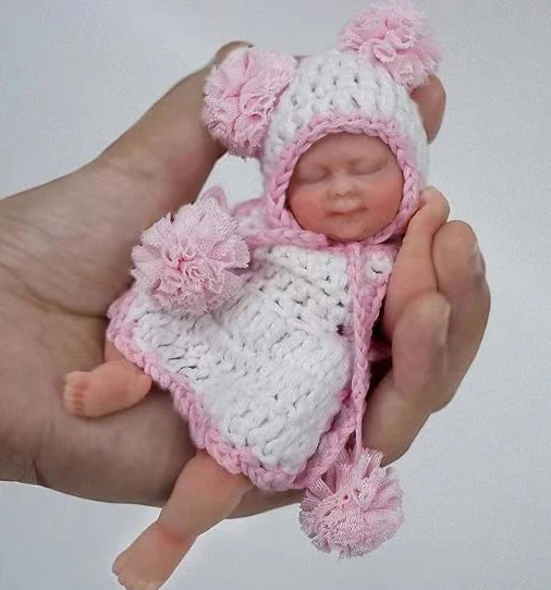 AliExpress 4.5" 13cm Micro Preemie Full Body Silicone  Bady Girl Doll Lifelike Mini Reborn Doll Surprice Children Anti-Stress