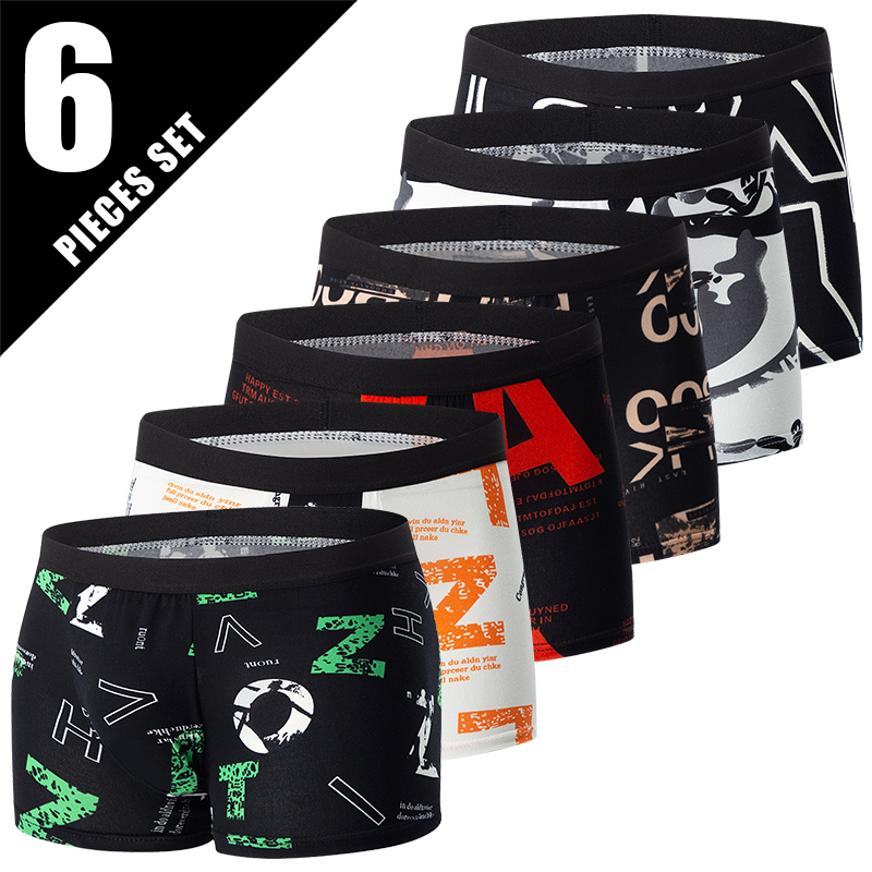 AliExpress 4/5/6/10 Piece Pack Men's Fashion Printed Pants with Various Combinations Plus Size Sports Comfortable Adolescent Boxer Pants