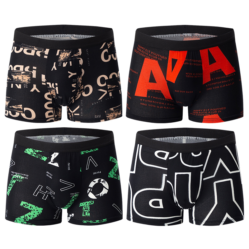 AliExpress 4/5/6/10 Piece Pack Men's Fashion Printed Pants with Various Combinations Plus Size Sports Comfortable Adolescent Boxer Pants, view 5